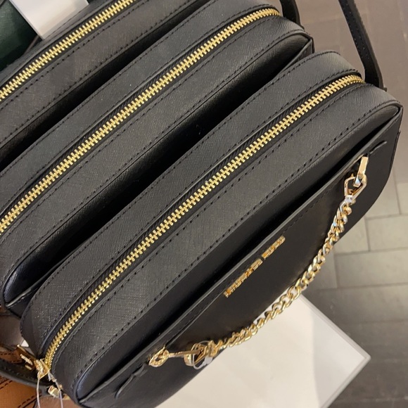 Michael Kors Jet Set Item Large East West Zip Chain Black Crossbody Bag - Picture 3 of 11